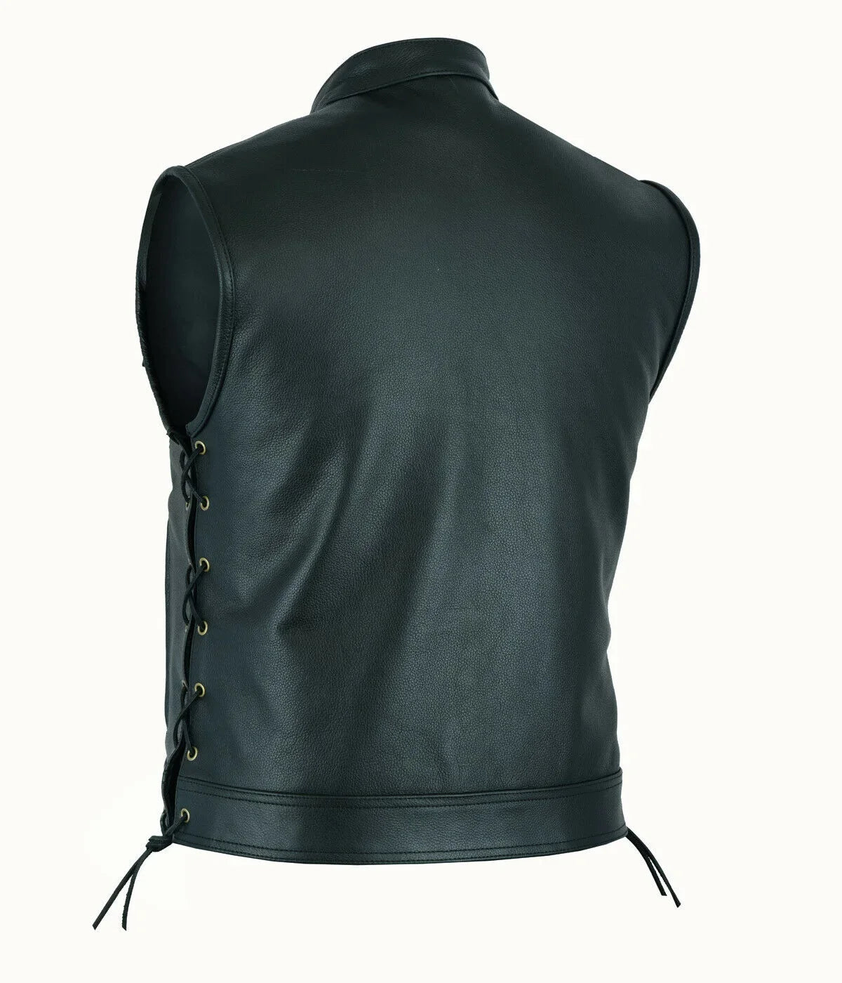 Herren Lederweste mit V-Ausschnitt – Kurze ärmellose Weste mit Reißverschluss, leicht & casual für Frühling und Sommer