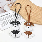 Kreativer Schnauzer Schlüsselanhänger aus PU-Leder – Niedlicher Hunde-Keychain mit Karabiner & Metallring als Taschen- und Autoanhänger Geschenkidee