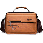 JEEP BULUO Herren Leder Messenger Bag - Multifunktionale Business Schultertasche mit Großer Kapazität 