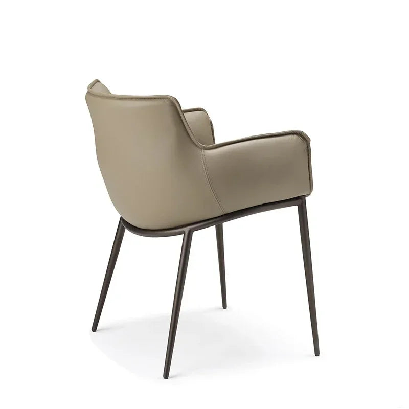 Luxuriöser Designer-Ledersessel für Wohnzimmer & Schlafzimmer – Moderner Relax-Armchair mit Armlehnen aus Echtleder und Stahlrahmen