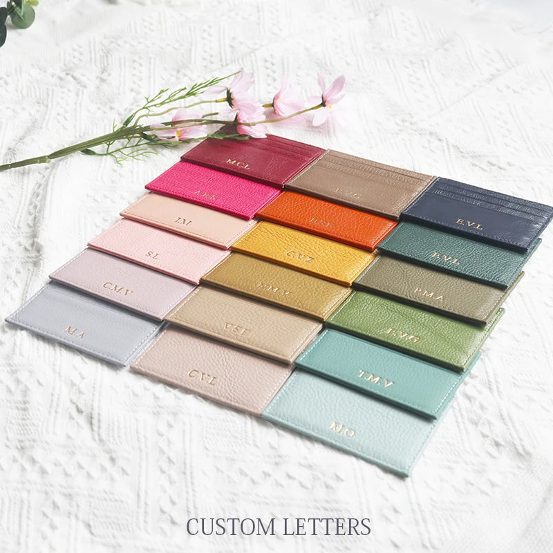 GZGUANDA Personalisierter Leder Kartenhalter – Slim Mini Card Bag aus echtem Rindsleder für Damen & Herren