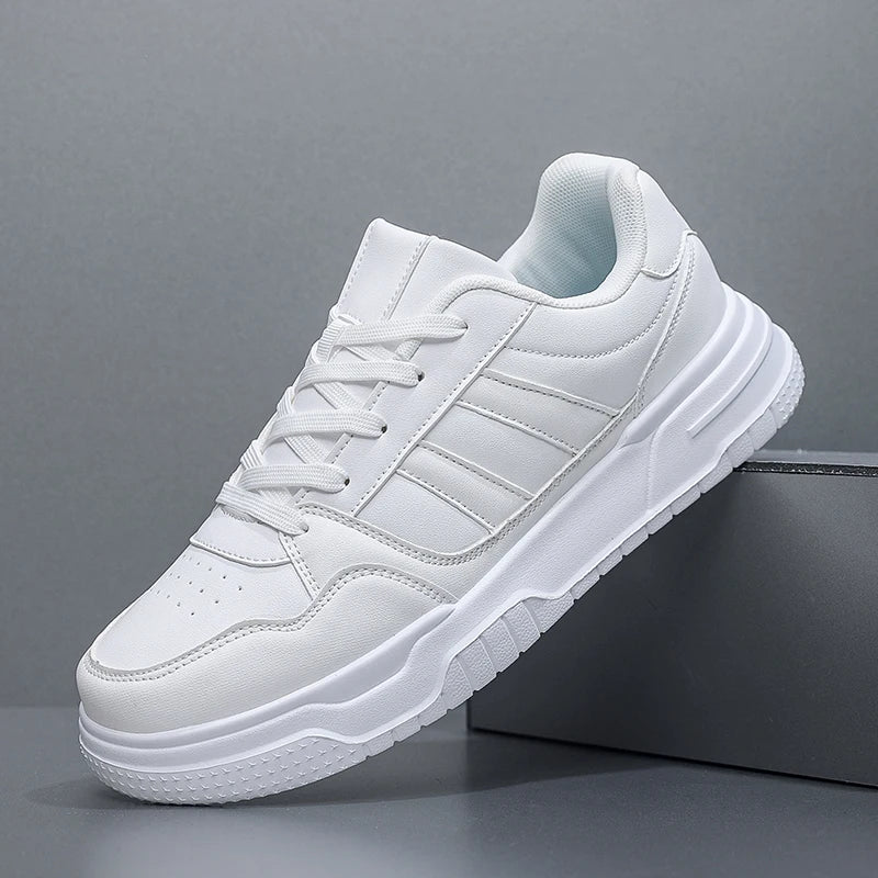 Sanzoog Herren Ledersneaker – Trendige Casual Skateboard-Schuhe mit dicken Sohlen, Plateau & Extra-Groß bis Größe 52