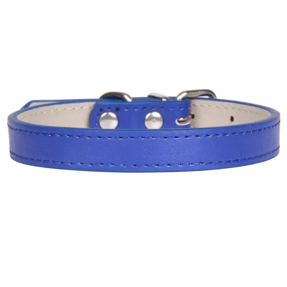 Weiches Leder Hunde- & Katzenhalsband – Verstellbares PU-Leder Halsband mit Schnalle für kleine, mittlere & große Hunde (16 Farben)