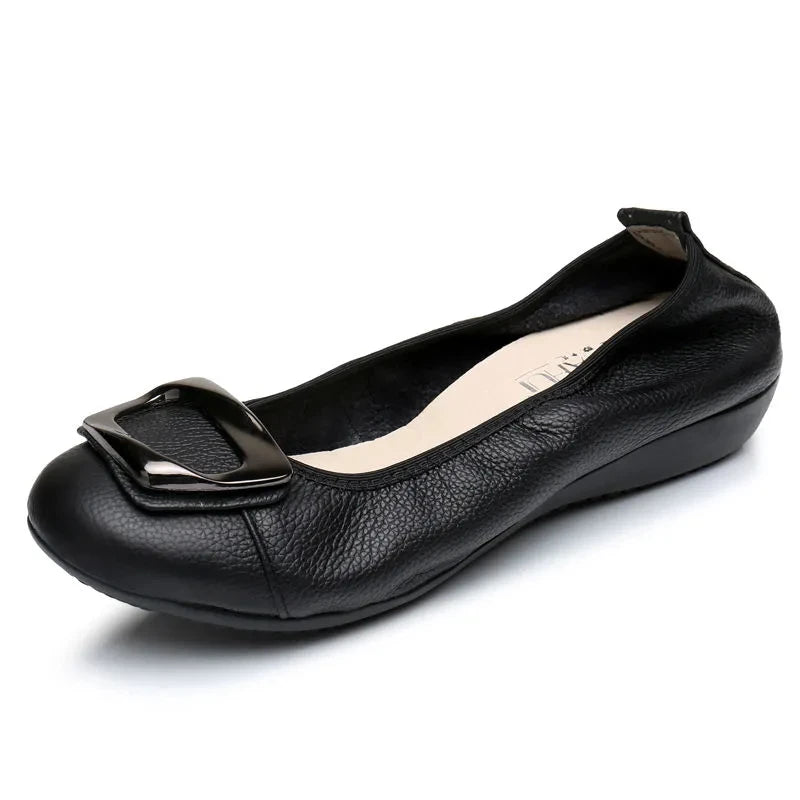 feerldi Damen Flats – Slip-On Loafers en PU-Leder, bequeme Mokassins, runde Zehen, Grande taille 41-42 