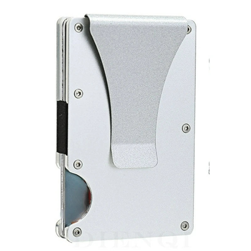 Cartera metálica delgada RFID para hombre – Cartera frontal minimalista con clip de gel 