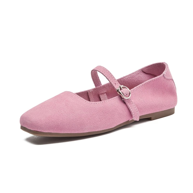 AIYUQI Mary Jane Damen 2025 – Neue Suede Leder Ballerina Flats mit quadratischer Zehenform, rutschfest, bequeme Büroschuhe 