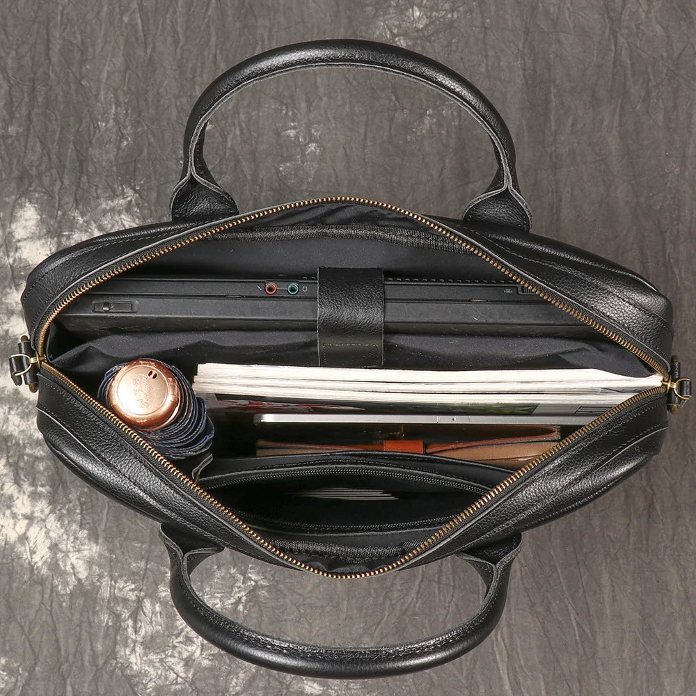 Herren Messenger Bag aus Vollnarbenleder – Multifunktionale Business-Aktentasche & Große Laptop-Tasche