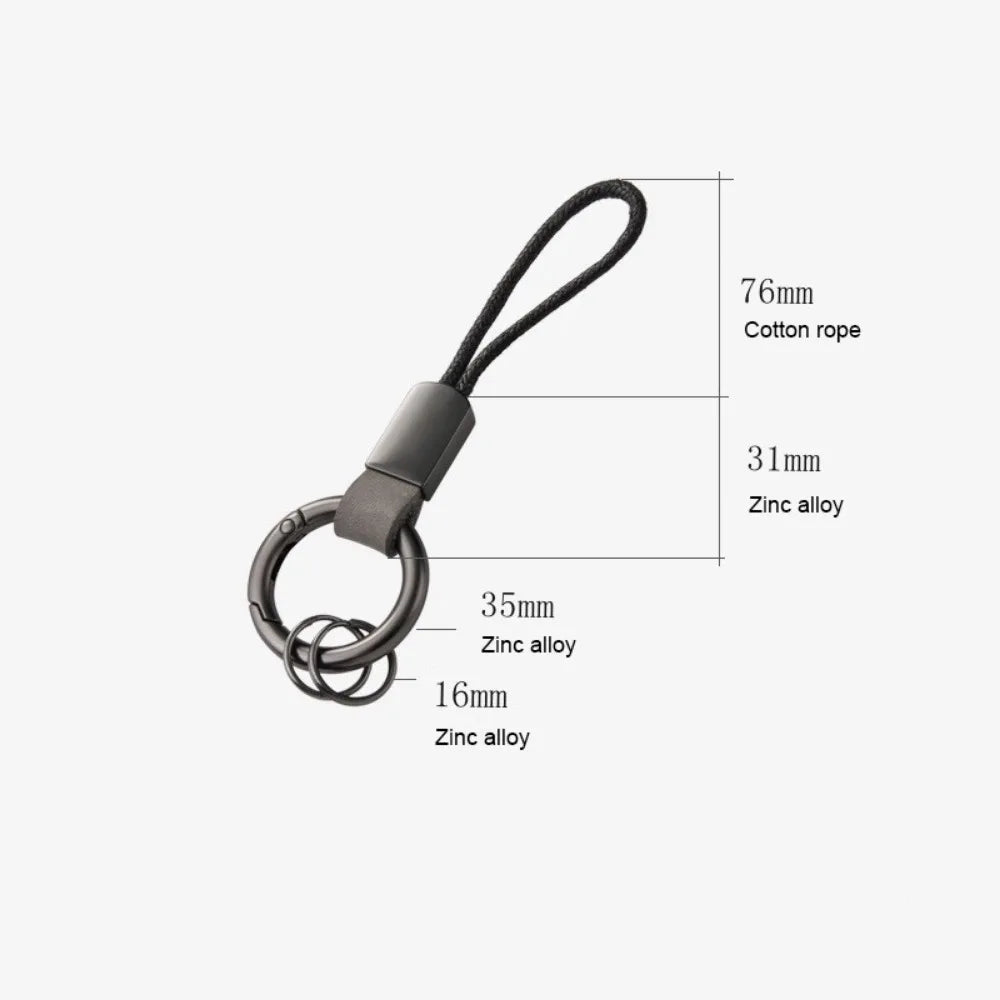 Echter Leder Schlüsselanhänger mit Baumwollseil – Trendiger Keychain & Lanyard mit Metallring für Auto, Tasche & Alltag