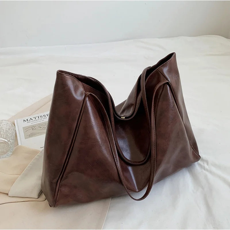 RPXBGUCKARHG Vintage Damen Tote Bag – Große PU-Leder Schultertasche, Harajuku-inspirierte Casual Handbag für Alltag & Shopping