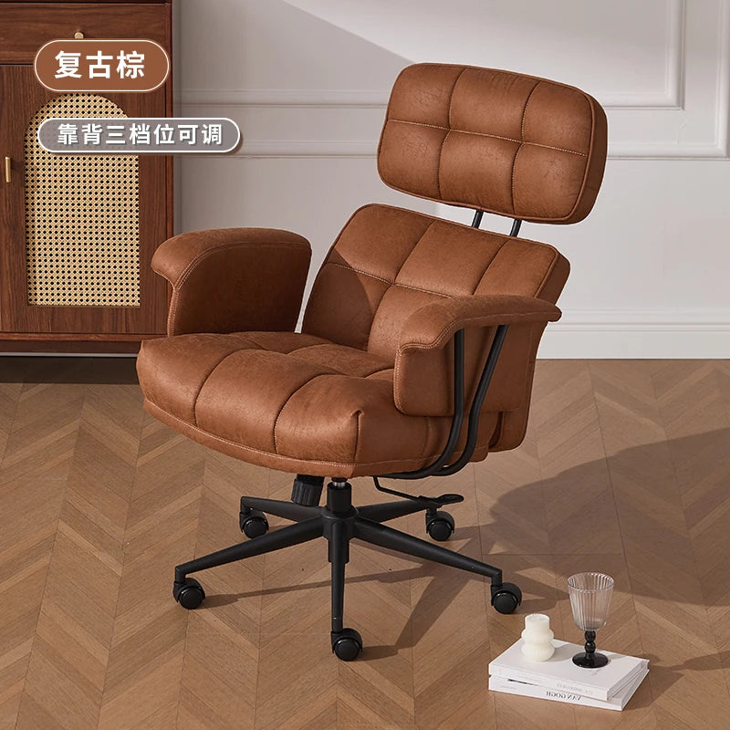 Verstellbarer Relax- & Bürostuhl aus PU-Leder mit Ottoman – Drehbarer Fernsehsessel mit Armlehnen für Home Office & Heimkino