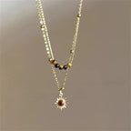 Collier en cuir vintage avec pendentif en pierre marron – Tour de cou rétro empilable et chaîne de clavicule dans un style hip-hop pour femmes