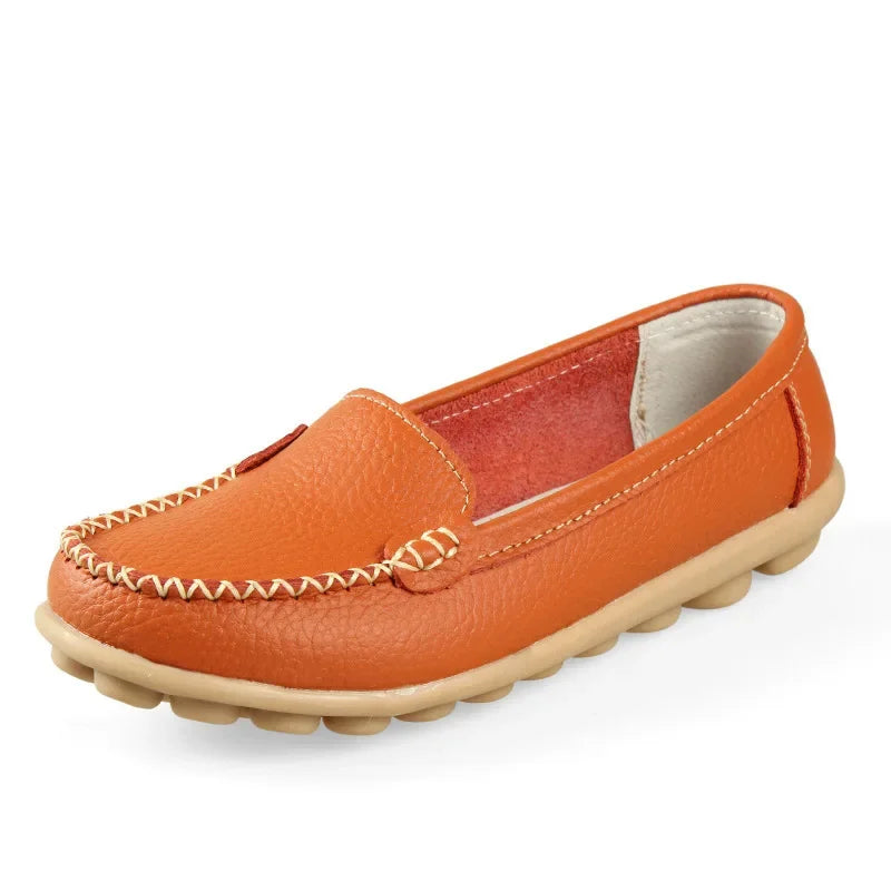 TIMETANG Damen Leder Flats – Handgefertigte Slip-On Ballerinas, Komfort-Loafers aus echtem Leder