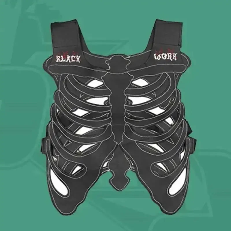 Gothic Skull Weste aus PU-Leder – Herren Dark Streetwear Weste mit 3D Skelett-Design, Hollow Look für Alltag & High Street