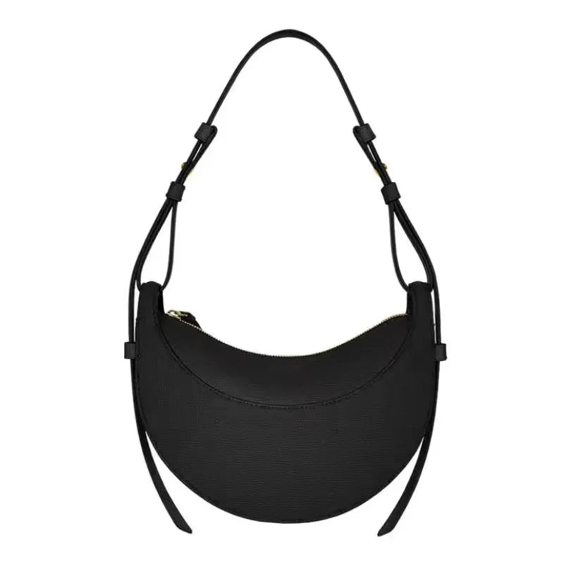 2025 Französische Echtleder Damen-Schultertasche – Halbmond-Crescent Bag mit Reißverschluss, Trendige Crossbody Tasche