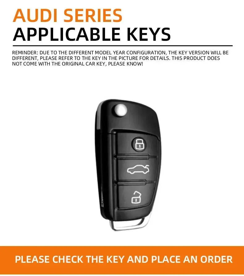 Premium Autoschlüssel Hülle aus Zinklegierung & Leder für Audi A3 (8L/8P/8V), S3 & RS3 – Elegantes Key Case Cover mit Schlüsselanhänger