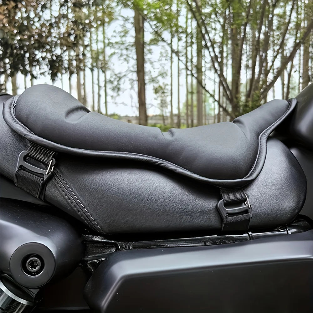 Motorrad Gel Sitzkissen aus Leder – Großes 3D-Waben-Sitzpolster mit Stoßdämpfung & Atmungsaktivität