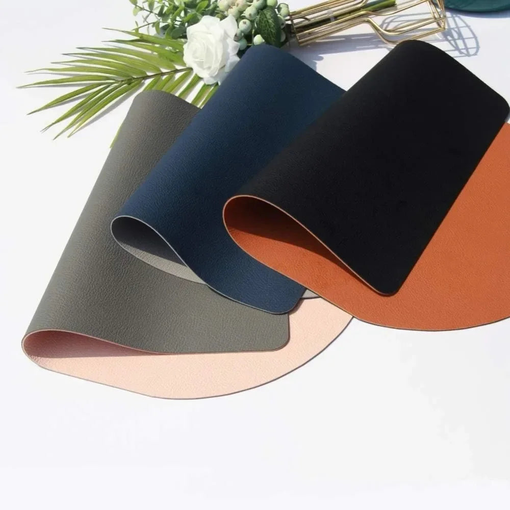 Runde Kunstleder Tischsets & Untersetzer – Rutschfeste, beidseitige Platzmatten im europäischen Stil für Restaurant, Hotel & Zuhause