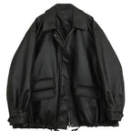 Damen Schwarze Punk Lederjacke – Biker Streetwear Zipper Jacke, Vintage High Street Lederjacke für Herbst & Winter 2023