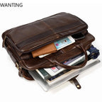 WANTING Luxus Leder Aktentasche aus echtem Rindsleder – Weiche Business Laptoptasche für 14–15,6 Zoll Laptop, elegante Schulter-Briefcase für Damen & Herren