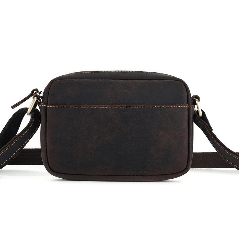 Newsbirds Crazy Horse Leder Messenger Bag – Unisex Crossbody & Schultertasche aus Echtem Leder