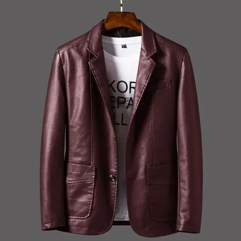 Herren Lederblazer im Korean Style – Eleganter Frühlings- & Herbstblazer für modebewusste Gentlemen