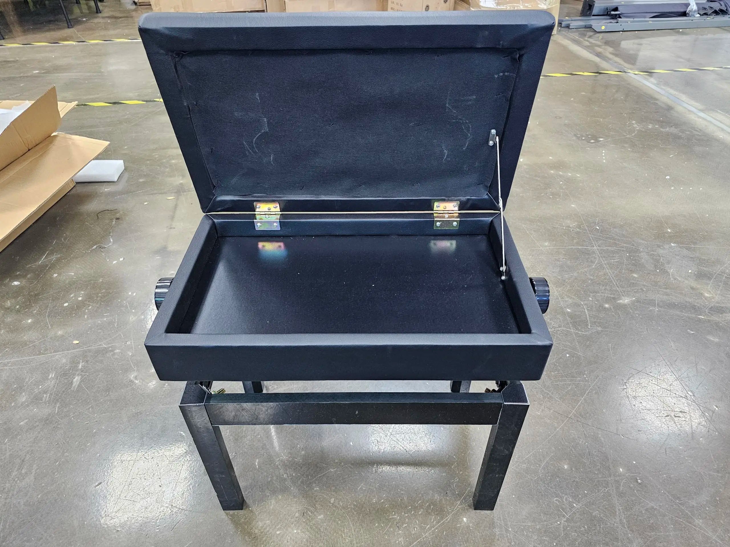 Höhenverstellbare Klavierbank mit Stauraum – Robuste Piano Bench mit Lederkissen aus Massivholz, schwarz, für Einzel- & Doppelsitz