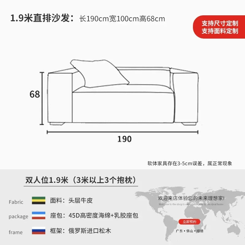 Nordisches Luxus Leder-Ecksofa im minimalistaischen Design – Designer Lounge Sofa aus Rindsleder, modernes Relax-Sofa für Wohnzimmer &amp; Salon