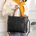 FXZLLQ Bolso de mano retro de cuero para mujer: bolso de mano con bolsillo con cremallera doble, bolso clásico para estudiantes y cruzados para negocios y negocios