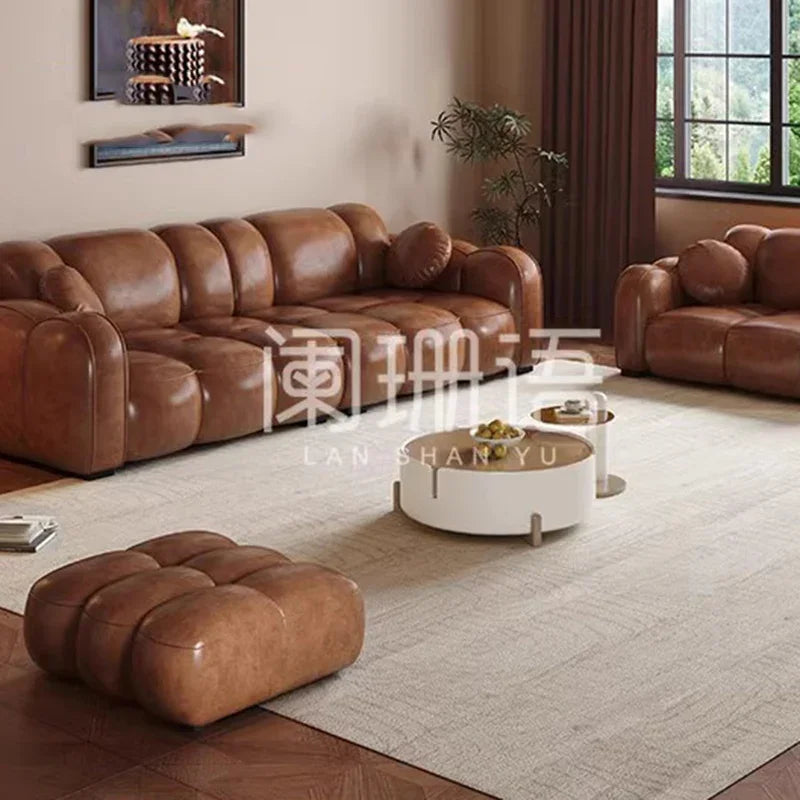 Cloud Designer Sofa im nordischen Stil – Modernes Lounge-Sofa mit Oil-Wax-Leder, minimalistisches Relax-Sofa für Wohnzimmer & Loft