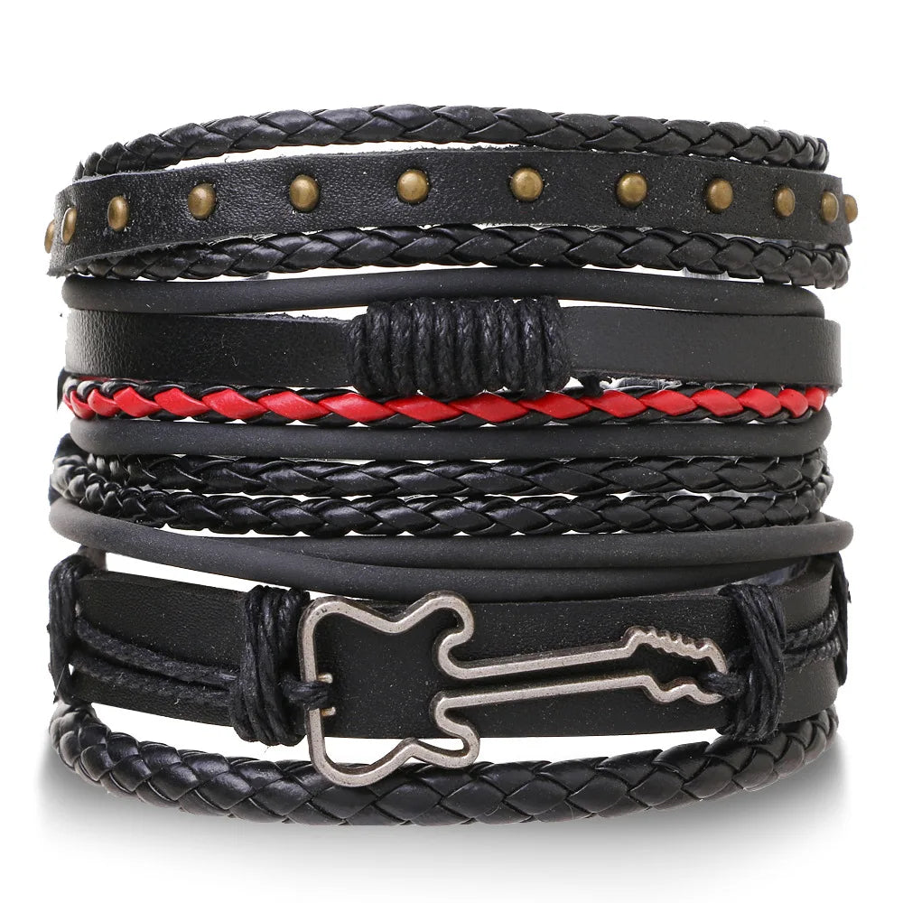 Viking Lederarmband mit Totenkopf – Verstellbares Herren- & Unisex Armband im Neo-Gothic Stil, Geflochtenes Lederarmband