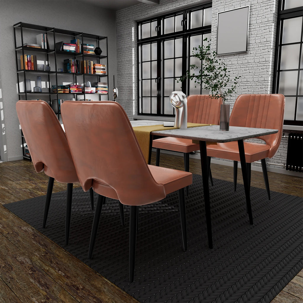 Set de 2 sillas de comedor modernas con estilo moderno – Sillas de comedor combinadas con correas altas y barras metálicas para cocina y salón