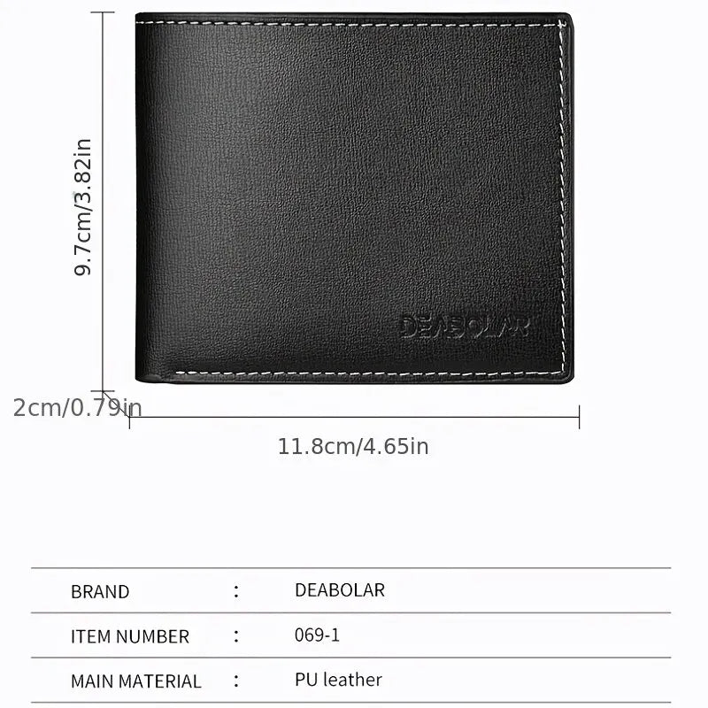 DEABOLAR Herren Kurz-Geldbörse – Dünnes PU-Leder Wallet mit Kartenhalter, Falt-Design & England-Style