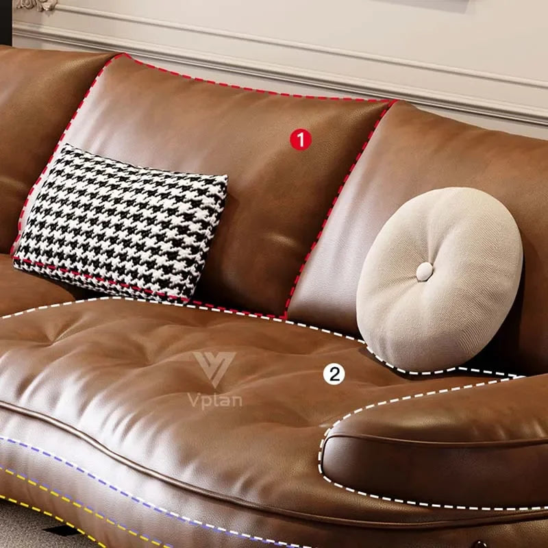 Design Boden-Sofa aus Echtleder en Braun – Relax Liegesofa im italienischen Stil, wandelbar zum Schlafsofa, modernes Wohnzimmer- und Hotelsofa