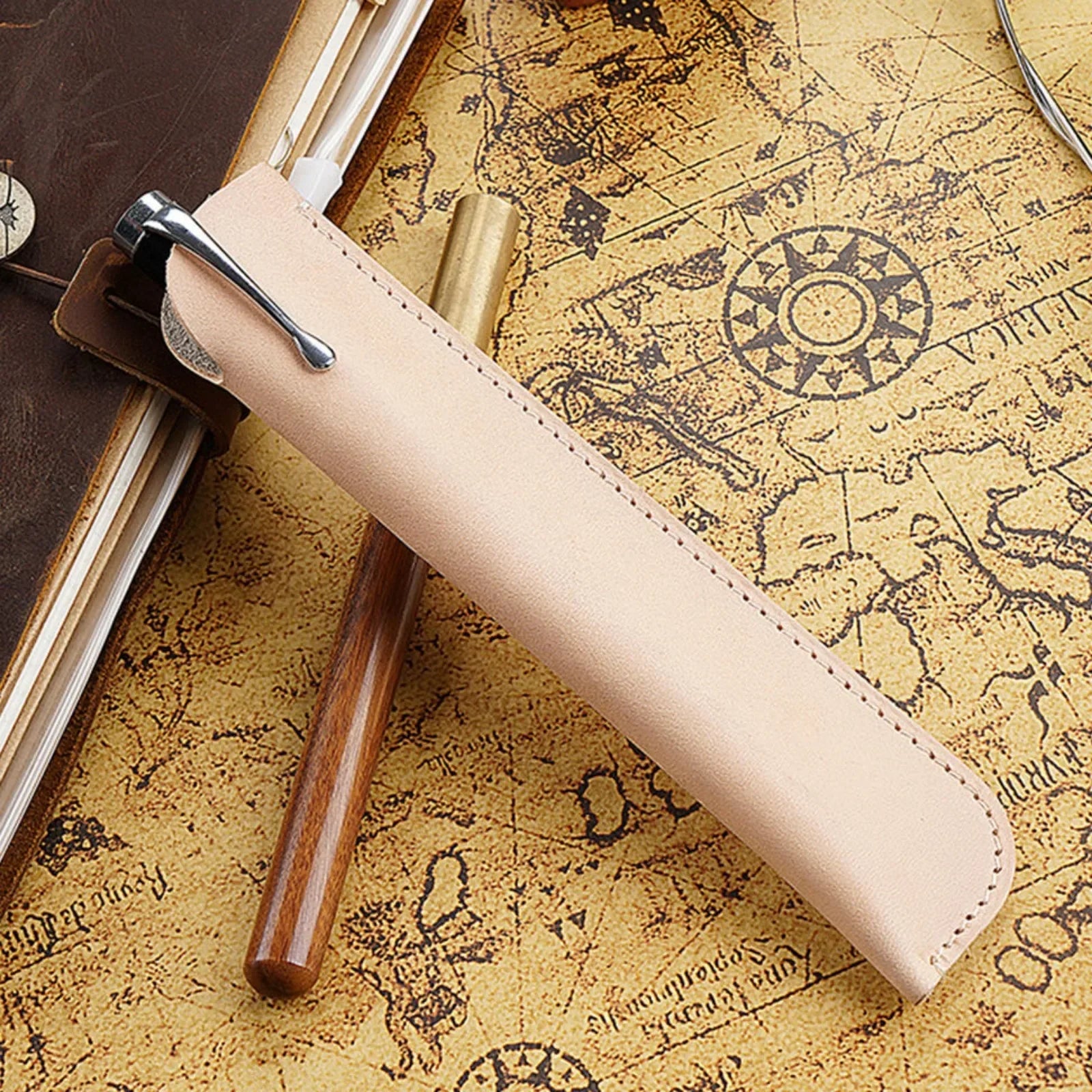 Retro Leder Stifteetui aus Echtleder – Schlichter Single Pen Holder im Vintage-Stil für Schule &amp; Büro
