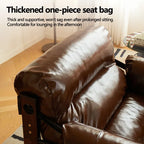 Retro Holz-Relaxsessel aus Leder – Bequemer Accent Chair mit Massivholzrahmen, sillón lounge más moderno para Wohnzimmer, Schlafzimmer &amp; Arbeitszimmer