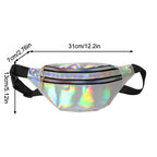 Riñonera de piel sintética para mujer y hombre, bandolera holográfica con láser, bandolera y bolso de pecho impermeable para deportes y etiquetas