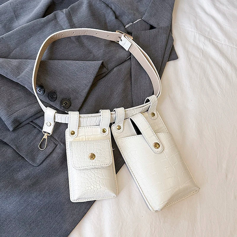 LXHYSJ Damen 2-in-1 Bauchtasche – Leder Crossbody & Chest Bag, Designer Mini Fanny Pack für Frauen 2024