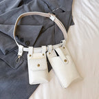 LXHYSJ Damen 2-in-1 Bauchtasche – Leder Crossbody & Chest Bag, Designer Mini Fanny Pack für Frauen 2024