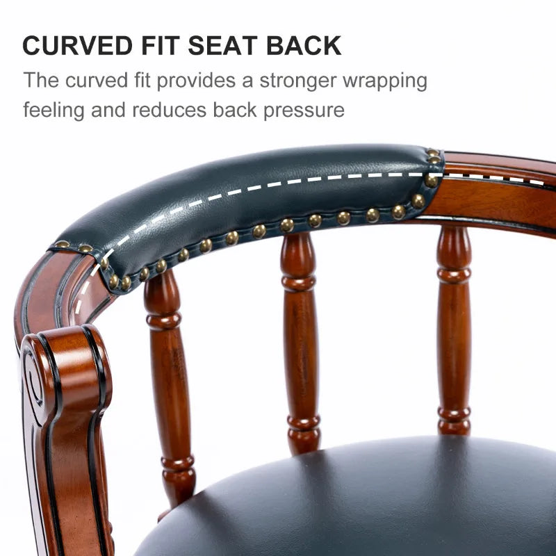 Edle Barhocker aus Rindsleder & Holz – 360° drehbarer Barstuhl in Thekenhöhe mit Rückenlehne