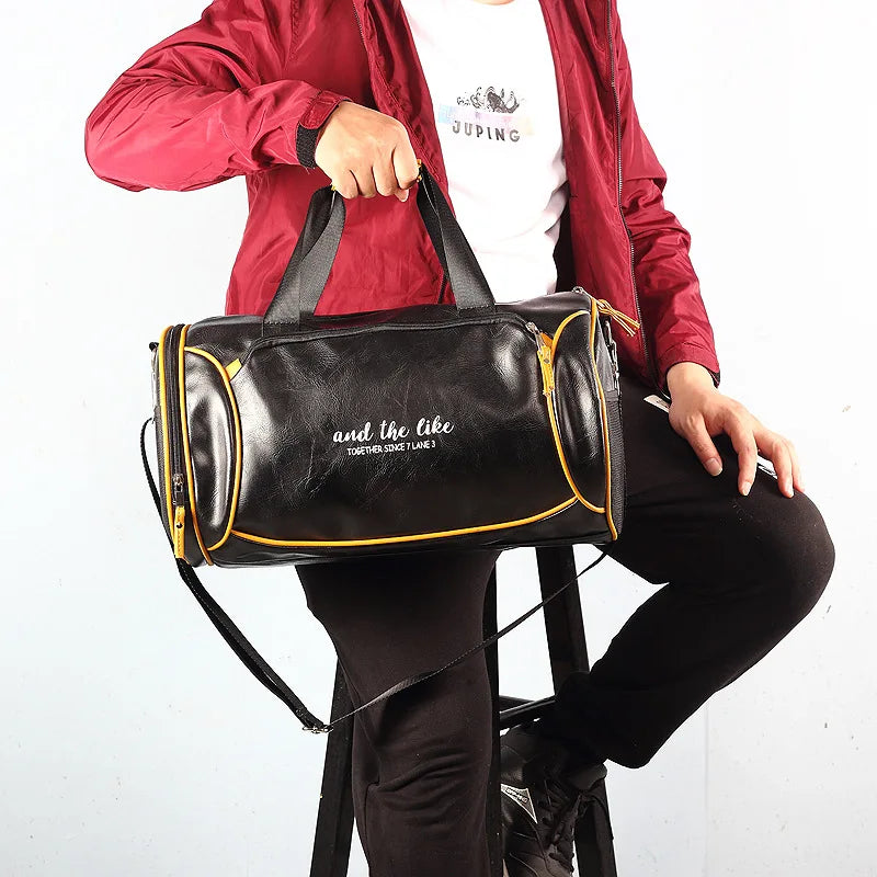 Hochwertige PU-Leder Reisetasche mit großem Fassungsvermögen – Sport- & Travel Duffle Bag mit Schuhfach, modische Herren Handtasche XA689ZC