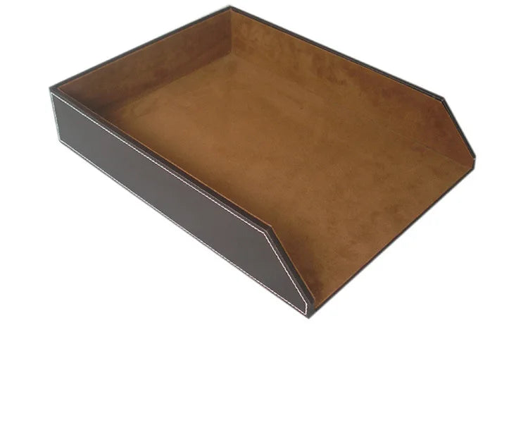 Business A4 Leder Dokumentenablage – Stapelbare PU Leder Schreibtischablage für Büro, Akten & Unterlagen