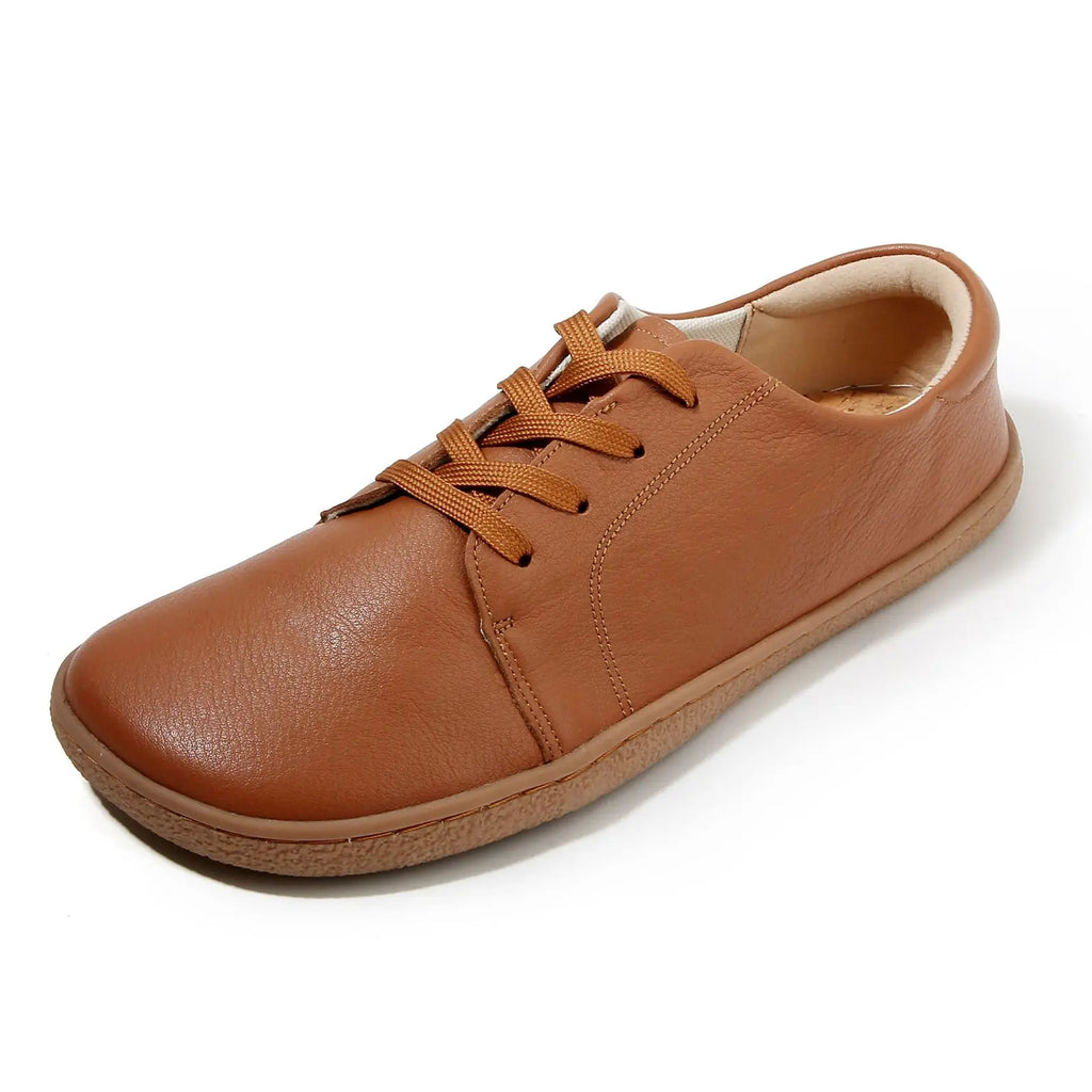 TONGLEPAO Barfuß Leder Sneaker – Zero Drop Schuhe aus echtem Rindsleder, breite Zehenbox & weiche Korksohle für Damen & Herren