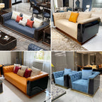 Luxuriöses Chesterfield Ledersofa 3-2-1 Set - Sofá clásico con botones para muebles elegantes