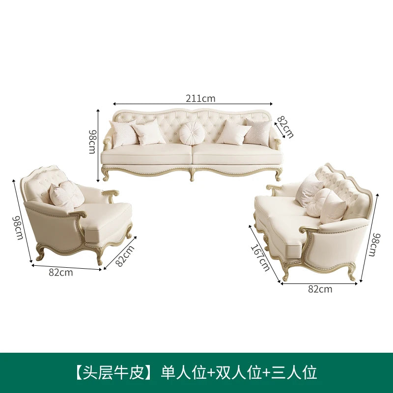 Amerikanisches Light-Luxury Ledersofa – Moderne französische Wohnlandschaft aus echtem Leder, europäisches Ecksofa für stilvolle Wohnzimmer