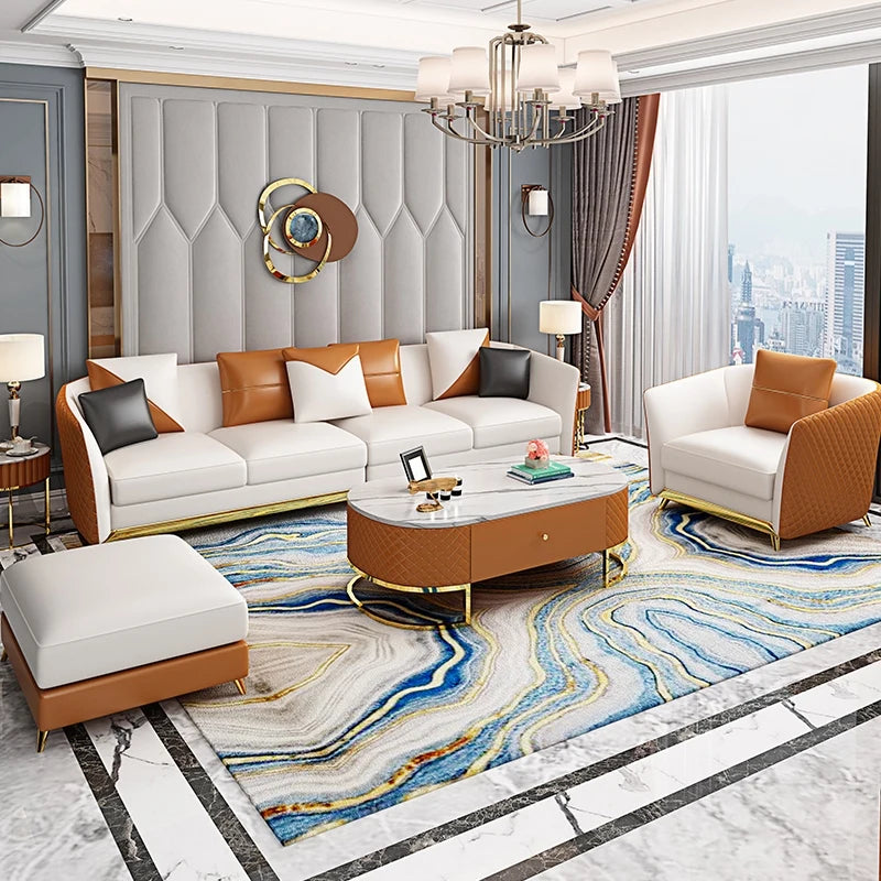 Luxuriöses Designer Ledersofa aus Echtleder – Modernes L-/U-Form Sofa im italienischen Stil, individuell konfigurierbare Wohnlandschaft für das Wohnzimmer