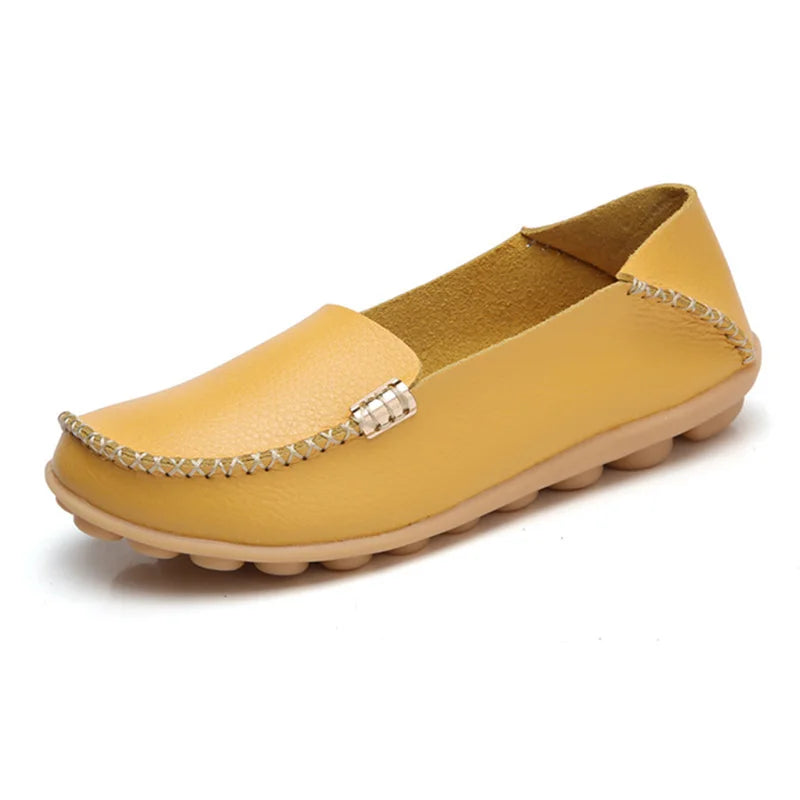 KUIDFAR Damen Flats 2024 – Bequeme Slip-On Loafers aus echtem Leder, Soft Moccasins für Alltag und Freizeit, Plus Size