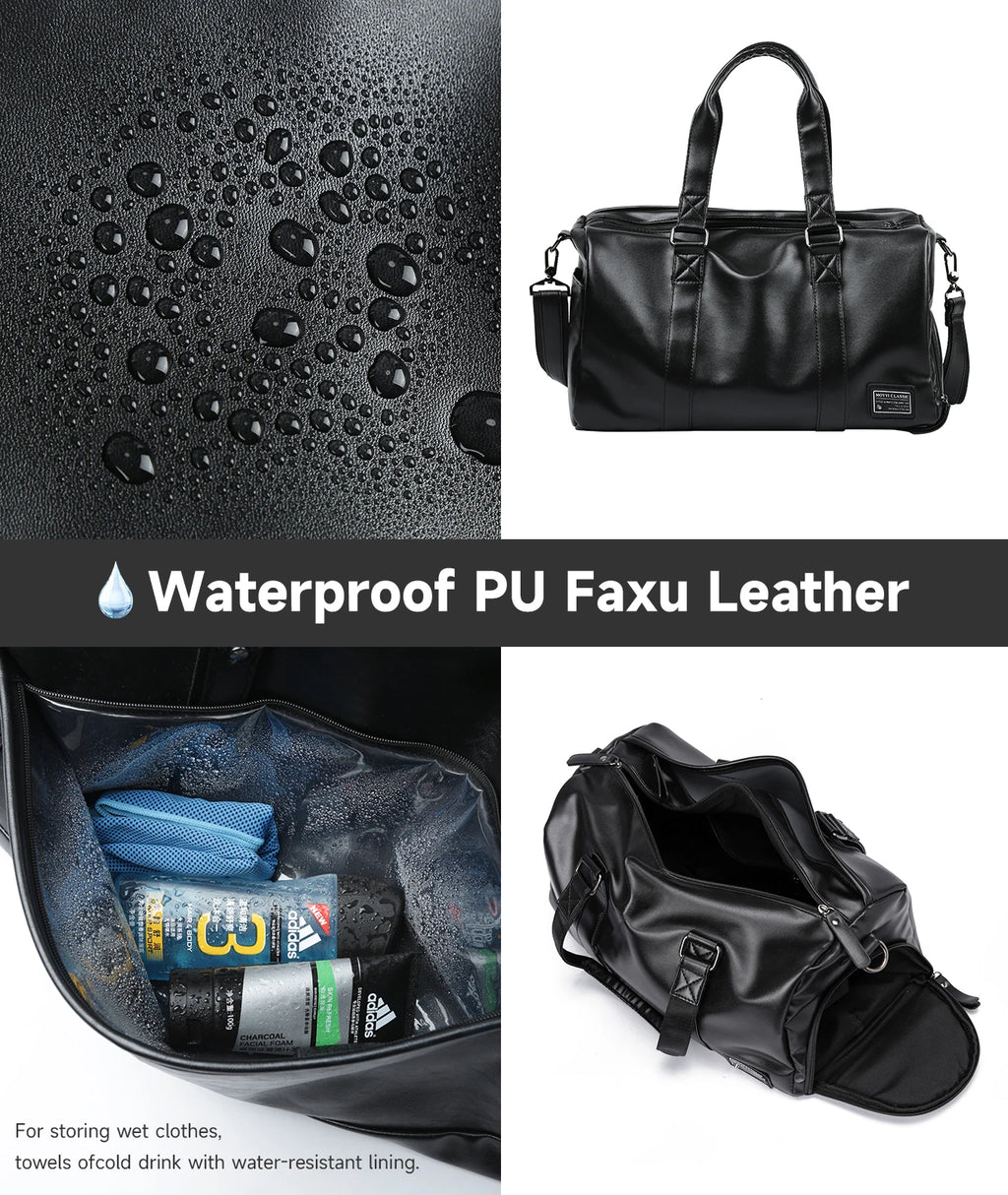 Vintage Leder Reise-Duffle Bag mit Schuhfach – Wasserdichte Carry-On Weekend- &amp; Sporttasche für Damen &amp; Herren