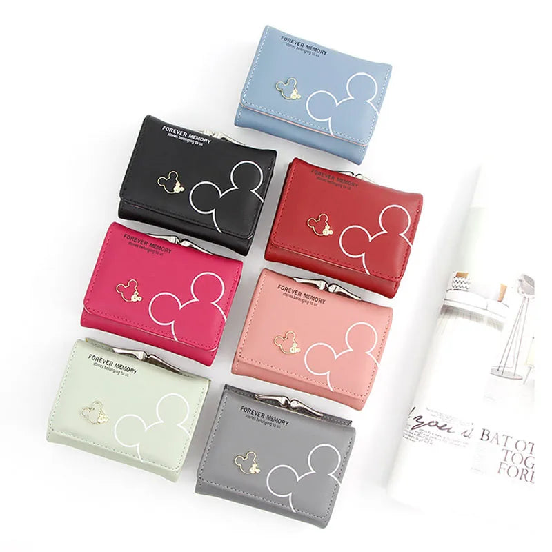 Disney Mickey Mouse Damen Geldbörse - Pequeña cartera de piel sintética para mujeres y niñas con diseño de dibujos animados 