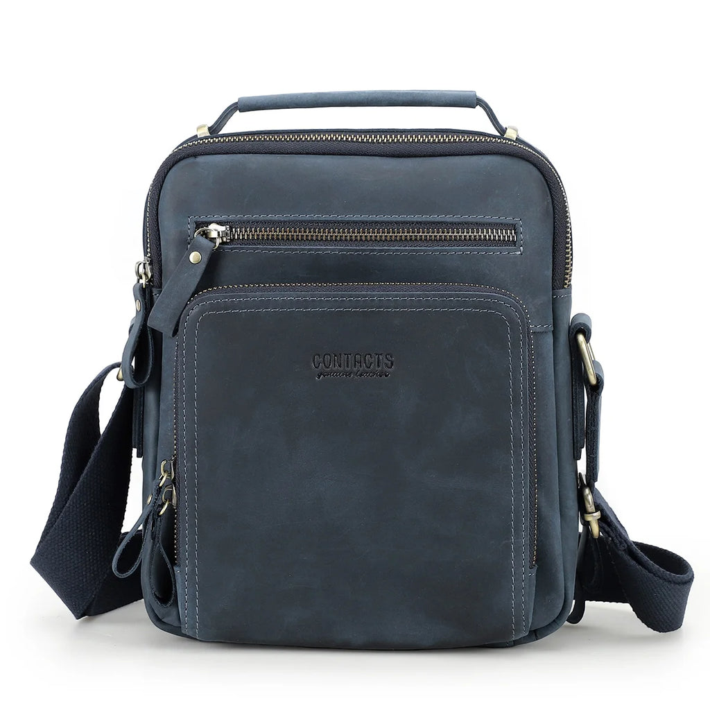Crazy Horse Leder Herren Schultertasche de Contact - Bolso bandolera y bandolera vintage