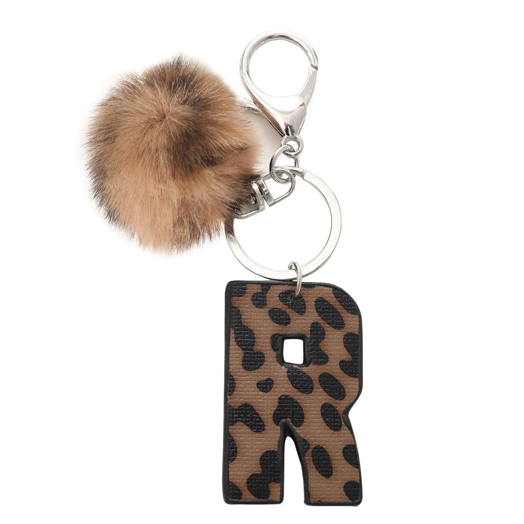 Modischer Leoparden Alphabet Schlüsselanhänger aus Kunstleder – Exquiser Buchstaben-Keyring as Handtaschen-Charm &amp; Geschenk 